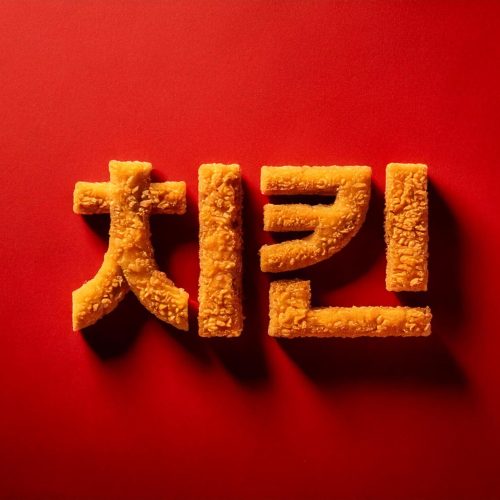 AI로 제작한 "치킨" 타이포그라피